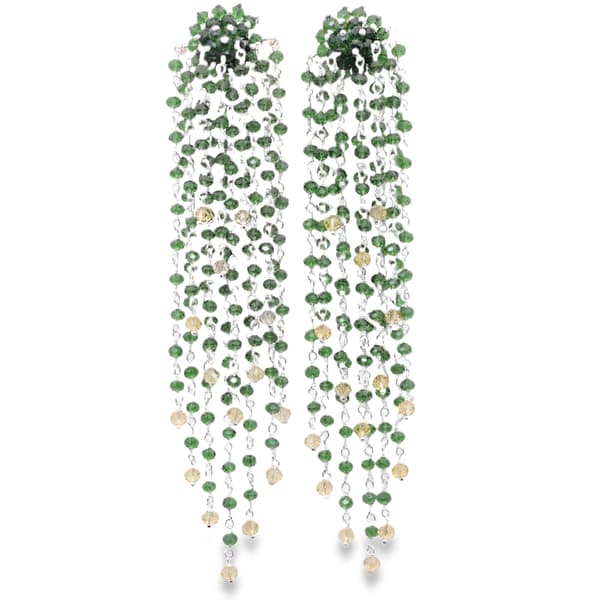 Tourmaline & Lemon Topaz Zircon Beads Dangle Style Earrings CE-1178