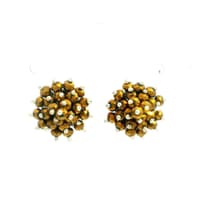 Golden Pyrite Color Zircon Beads Studs CE-1181 photo 1