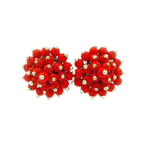 Coral Zircon Beads Earrings CE-1185