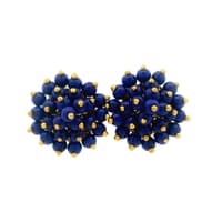 Lapis Lazuli Zircon Beads Earrings In Yellow Gold Plating CE-1187 photo 1