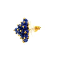 Lapis Lazuli Zircon Beads Earrings In Yellow Gold Plating CE-1187 photo 2