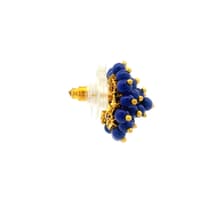 Lapis Lazuli Zircon Beads Earrings In Yellow Gold Plating CE-1187 photo 3