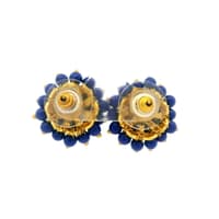 Lapis Lazuli Zircon Beads Earrings In Yellow Gold Plating CE-1187 photo 4