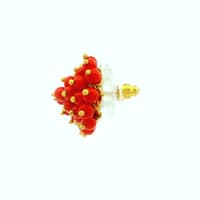 Coral Zircon Beads Earrings In Yellow Gold Plating CE-1188 photo 2