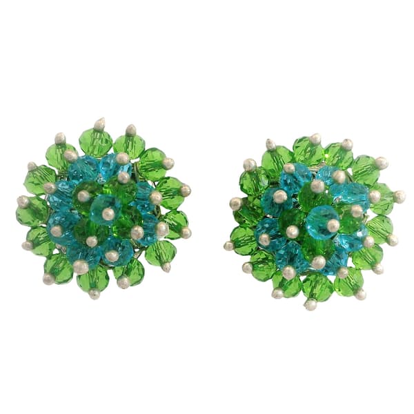 Peridot & Blue Topaz Beaded Stud Style Earrings
