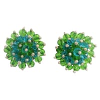 Peridot & Blue Topaz Beaded Stud Style Earrings photo 2