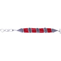 Elegant Necklace Striking Combination Of Red Zircon & Silver Beads-Cn1002 photo 3