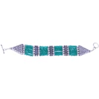 Electric Green Color Zircon & Silver Beads Necklace Set For Women-Cn1005 photo 3