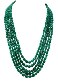 5 Rows Emerald Oval Beads Necklace NP1001 photo 1
