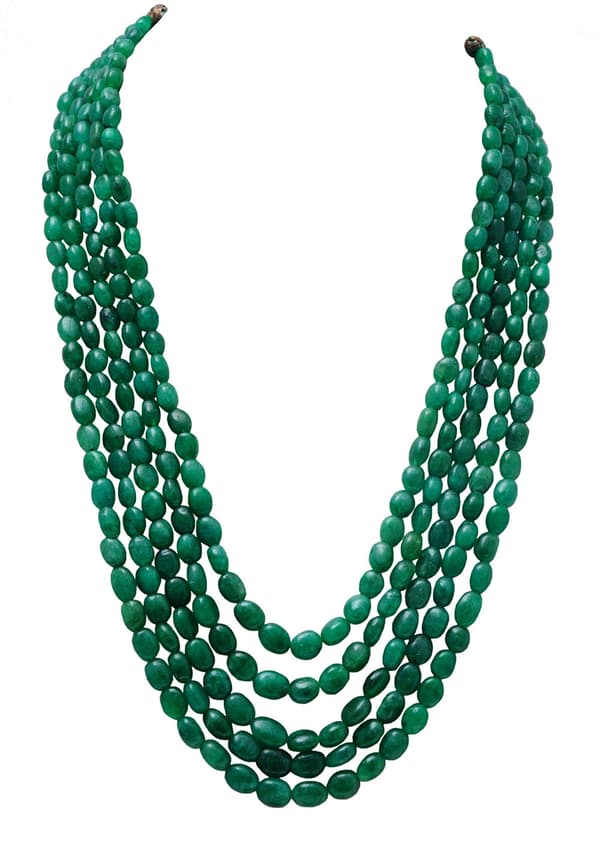5 Rows Emerald Oval Beads Necklace NP1001