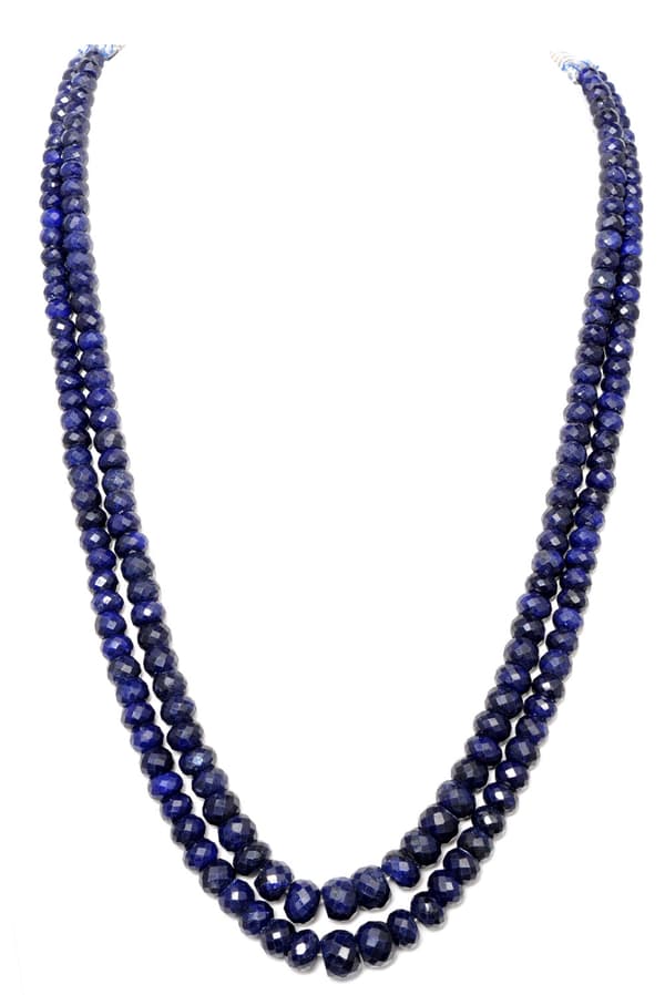 2 Layer Blue Sapphire Gemstone Beads Necklace NP1002