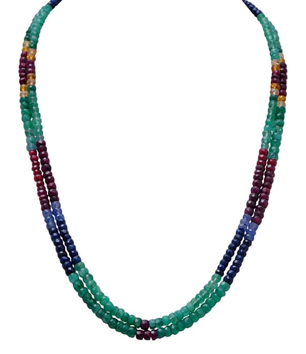 2 Layer Multi Color Precious Gemstone Beads Necklace NP1003