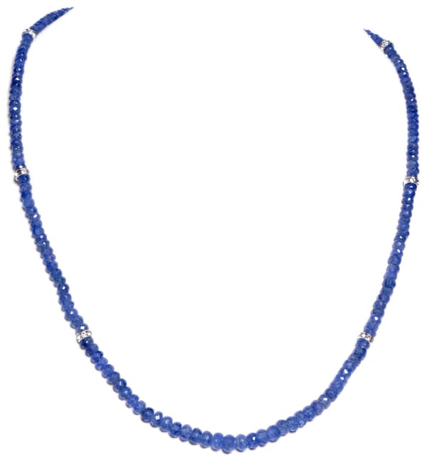 1 Line Blue Sapphire Gemstone Beads Necklace NP1004