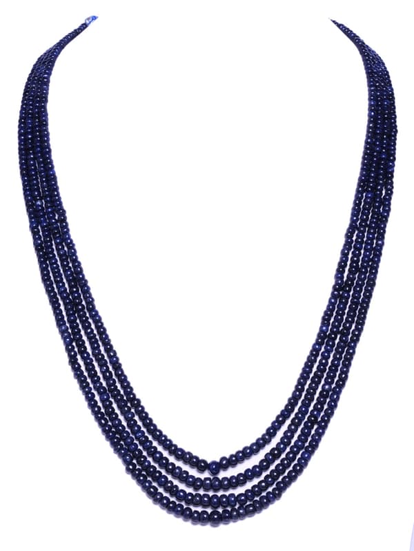 4 Layer Blue Sapphire Gemstone Beads Necklace NP1007