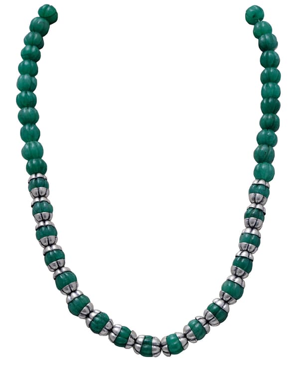 Genuine Emerald Gemstone Beads Necklace NP1008