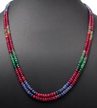 2 Layer Natural Precious Multi Color Gemstone Beads Necklace NP1012 photo 3