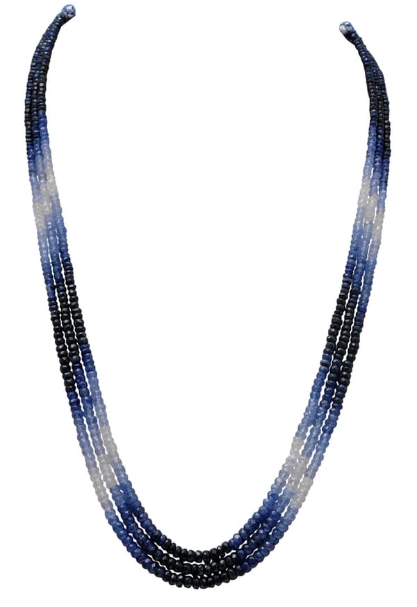 Multiple Layer Natural Blue Sapphire Faceted Beads Necklace NP1018
