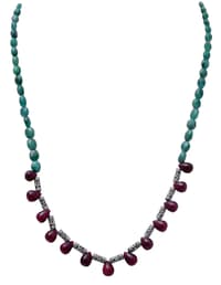 Ruby & Emerald Genuine Gemstone Designer Beaded Necklace NP1021 photo 1
