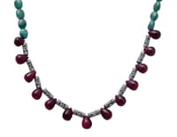 Ruby & Emerald Genuine Gemstone Designer Beaded Necklace NP1021 photo 2