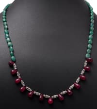 Ruby & Emerald Genuine Gemstone Designer Beaded Necklace NP1021 photo 3