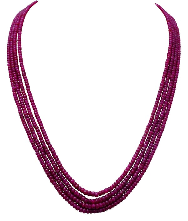 4 Layer Necklace of Natural Genuine Ruby Gemstone Beads NP1023