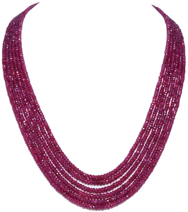 Multiple Layer Ruby Gemstone Faceted Beads Necklace NP1025