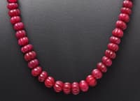 Pumpkin Shape Carved Ruby Gemstone Beaded Necklace NP1028 photo 2