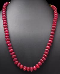 Pumpkin Shape Carved Ruby Gemstone Beaded Necklace NP1028 photo 3