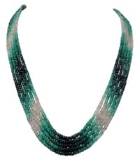 5 Layer Necklace of Emerald Gemstone Faceted Round Beads NP1031 photo 1