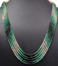 5 Layer Necklace of Emerald Gemstone Faceted Round Beads NP1031 photo 3