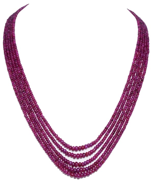5 Layer Natural Ruby Gemnstone Beads Necklace NP1038