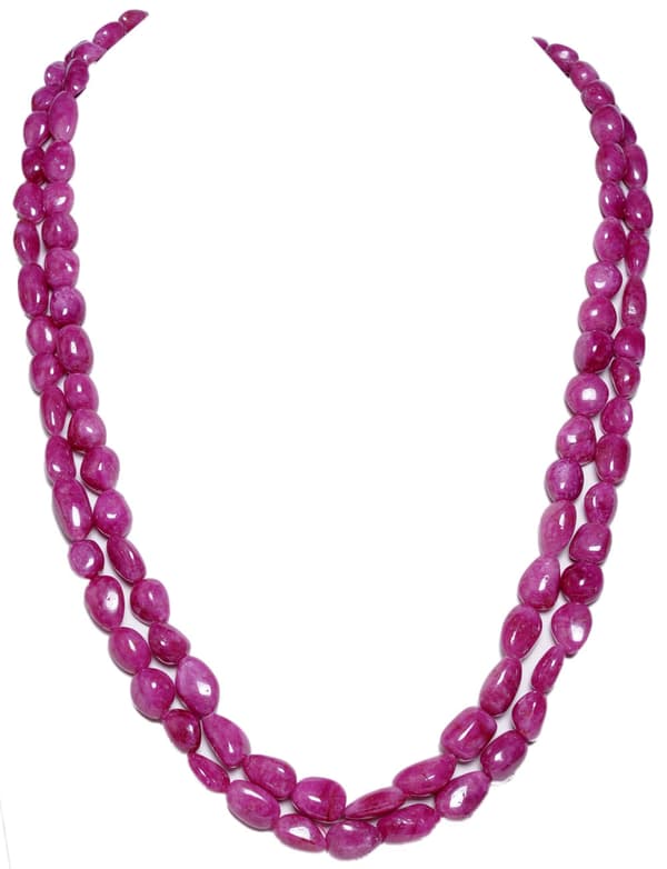 2 Layer Natural Ruby Gemstone Nuggets shape Beads Necklace NP1039