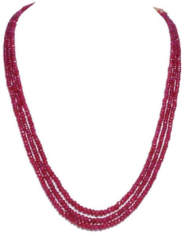 3 Layer Natural Ruby Genuine Gemstone Faceted Beads Necklace NP1040