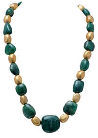 Emerald Gemstone Nuggets Shape Beads With Vermeil Elements NP1047 photo 1
