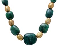 Emerald Gemstone Nuggets Shape Beads With Vermeil Elements NP1047 photo 2
