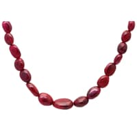 Natural Ruby Gemstone Oval Shape Smooth Beads Necklace NP1080 photo 2