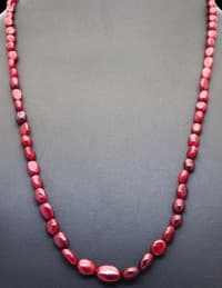 Natural Ruby Gemstone Oval Shape Smooth Beads Necklace NP1080 photo 3