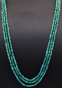 2 Layers Necklace of Emerald & Blue Sapphire Natural Gemstone Beads NP1083 photo 3