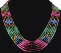 7 Layers of Blue Sapphire Emerald Ruby Round Faceted Beads NP1168 photo 2
