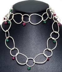 32 Inches Blue Sapphire & Emerald Gemstone Faceted Beads Necklace NP1222 photo 2