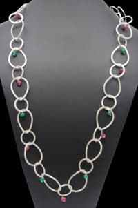 32 Inches Blue Sapphire & Emerald Gemstone Faceted Beads Necklace NP1222 photo 3