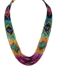 7 Layers Emerald Ruby Sapphire Gemstone Beads Necklace NP1253 photo 1