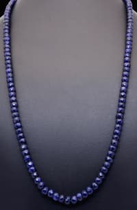 26" Inches Blue Sapphire Gemstone Faceted Beads Necklace NP1341 photo 4