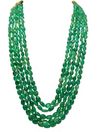 5 Layers of Emerald Gemstone Oval Shape Beads Necklace NP1371 photo 1