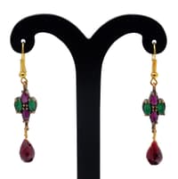 Ruby & Emerald Gemstone Beads necklace With Silver Pendant & earring NP1374 photo 5