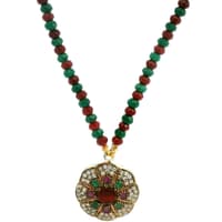 Ruby & Emerald Gemstone Beads necklace With Silver Pendant & earring NP1375 photo 1
