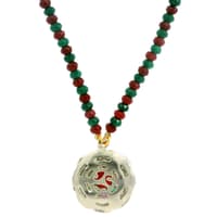 Ruby & Emerald Gemstone Beads necklace With Silver Pendant & earring NP1375 photo 4