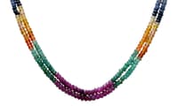 2 Layers of Ruby, Emerald & Sapphire gemstone Faceted Beads Necklace NP1387 photo 2