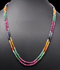 2 Layers of Ruby, Emerald & Sapphire gemstone Faceted Beads Necklace NP1387 photo 3