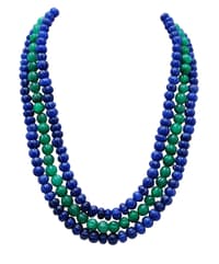 3 Layers Emerald & Blue Sapphire Gemstone Melon Shape Necklace NP1389 photo 1